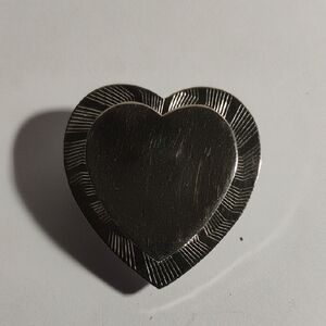 Vintage Silver Toned Two Heart-Shaped Brooch Marked Hanging Clasp